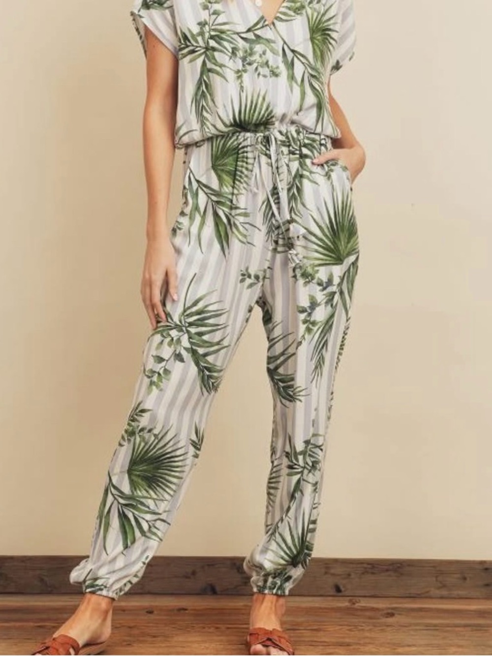 Dress Forum Palm Print Jumpsuit women resort wear size S